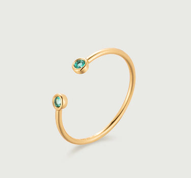 Bezel Set Emerald Open Ring