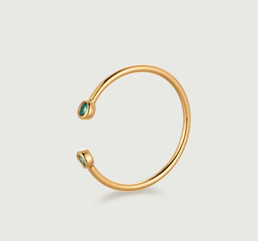 Bezel Set Emerald Open Ring