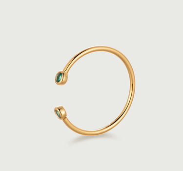 Bezel Set Emerald Open Ring
