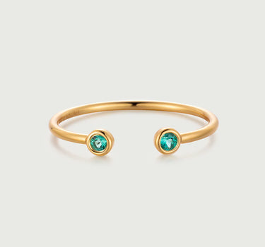 Bezel Set Emerald Open Ring