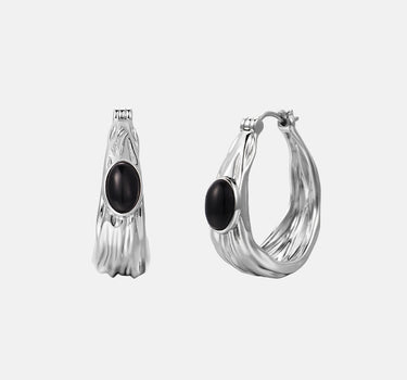 Black Onyx Bold Hoop Earrings