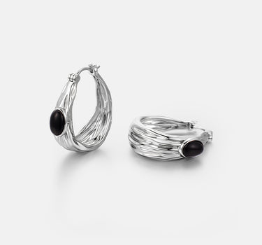 Black Onyx Bold Hoop Earrings