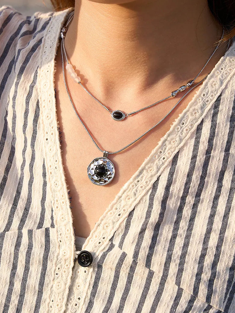 Black Onyx Coin Necklace