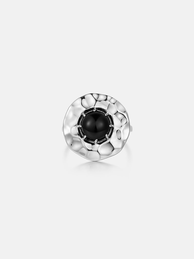 Black Onyx Coin Ring