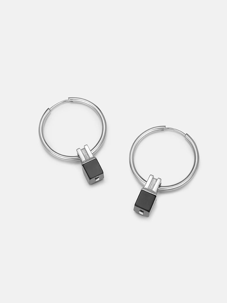 Black Onyx Hoop Earrings