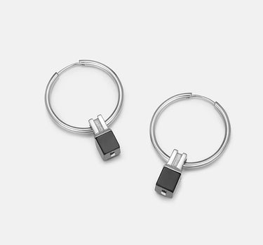 Black Onyx Hoop Earrings