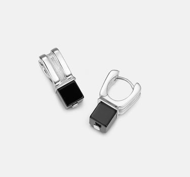 Black Onyx Huggie Hoop Earrings