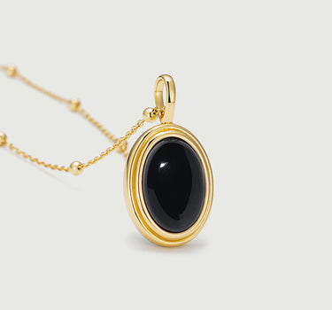 Black Onyx Oval Pendant Charm
