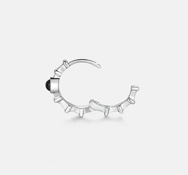 Black Onyx Ridge Hoop Silver Earrings