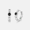 Black Onyx Ridge Hoop Silver Earrings