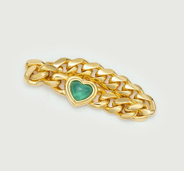  Blue Chalcedony Heart Chain Ring