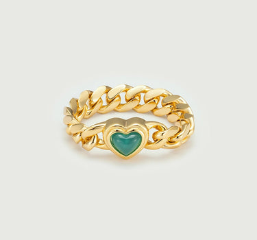  Blue Chalcedony Heart Chain Ring