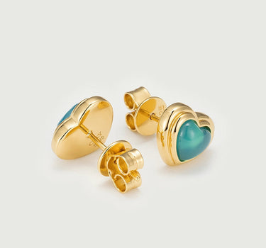Blue Chalcedony Heart Earrings