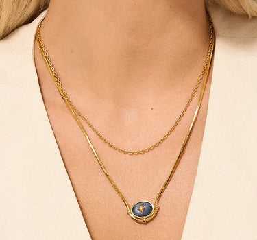 Blue Crystal Signature Charm Necklace