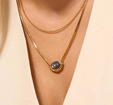 Blue Crystal Signature Charm Necklace