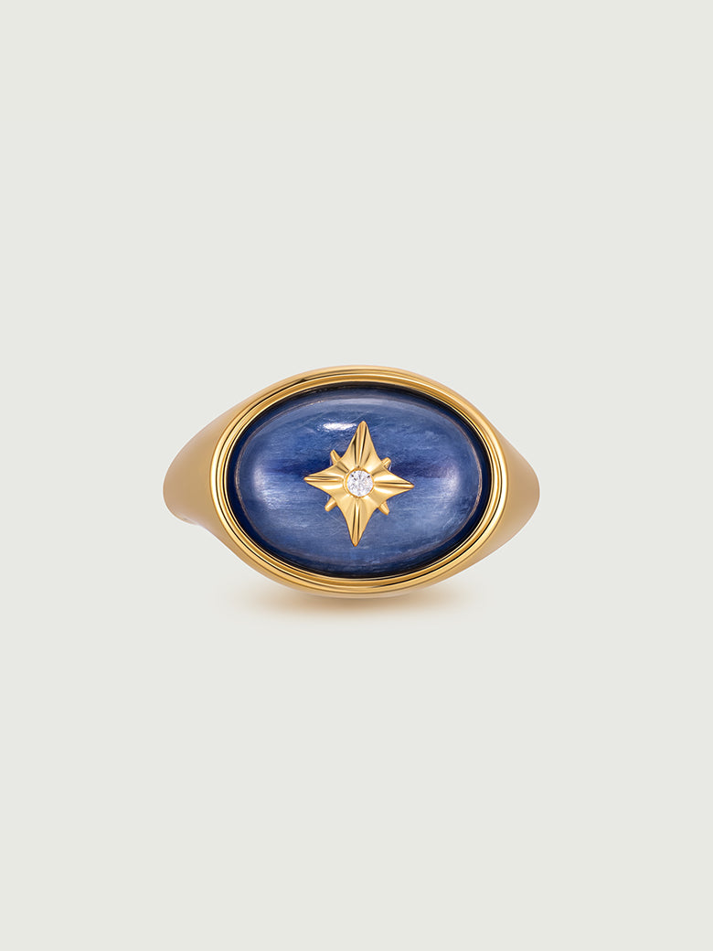 Blue Crystal Signature Ring | OBY | 18ct Gold Vermeil