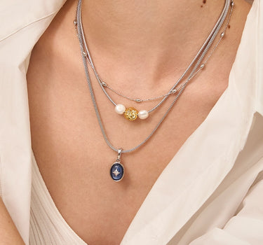 Blue Crystal Signature Silver Charm