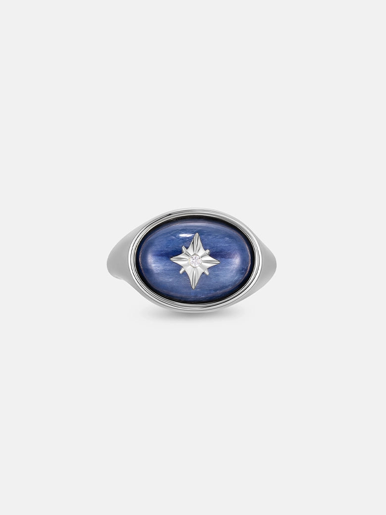 Blue Crystal Signature Silver Ring