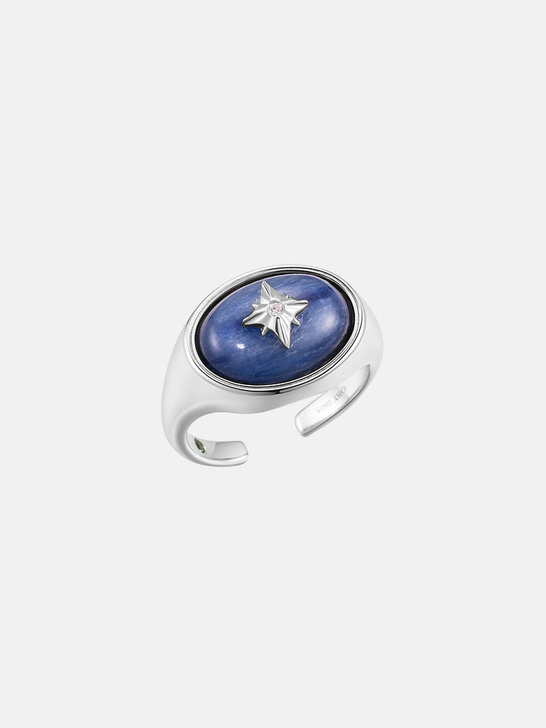 Blue Crystal Signature Silver Ring