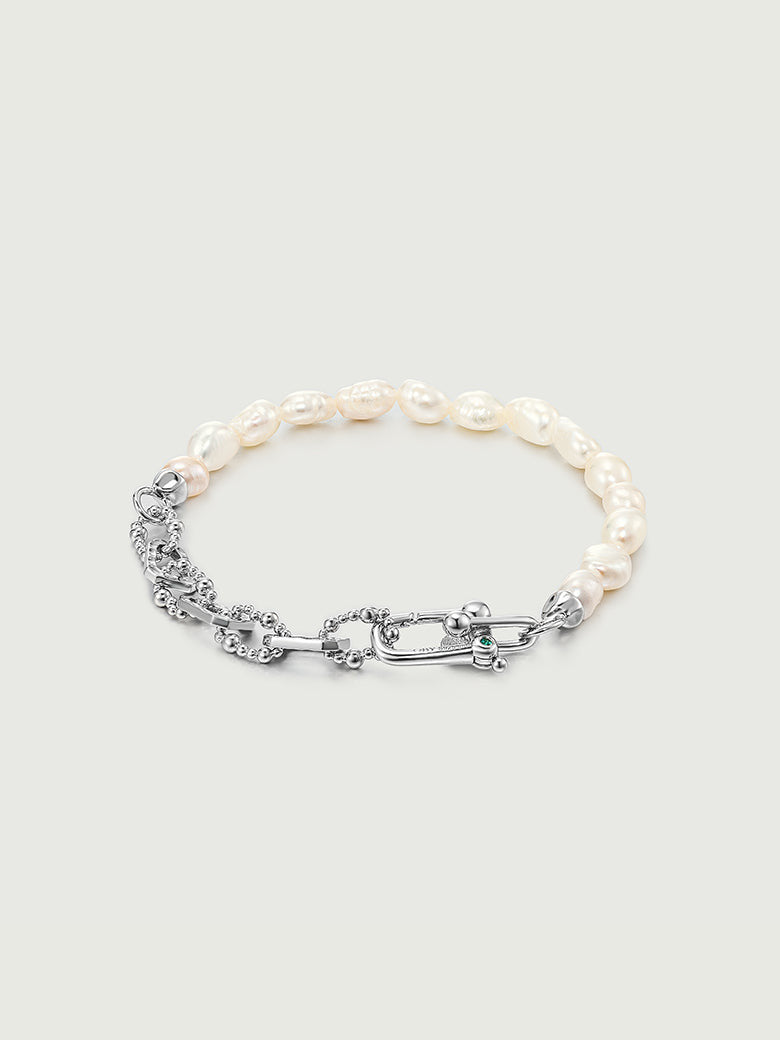 Bold Pearl Silver Bracelet
