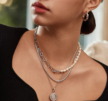 Bold Pearl Silver Necklace