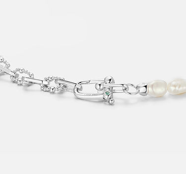 Bold Pearl Silver Necklace