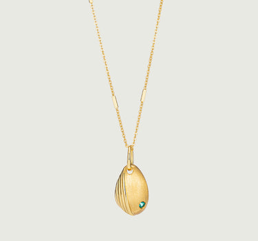 Brushed Emerald Drop Pendant Necklace