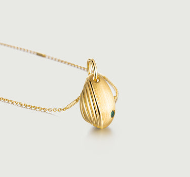 Brushed Emerald Drop Pendant Necklace