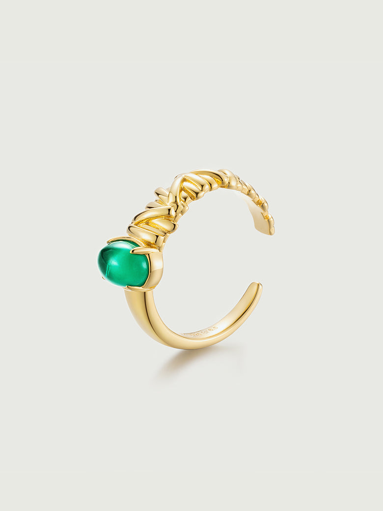 Cabochon Emerald Thorns Open Ring