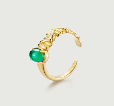 Cabochon Emerald Thorns Open Ring