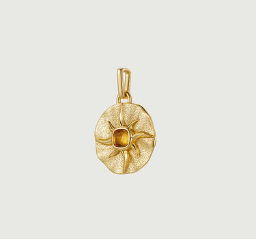Citrine Sun Coin Pendant-obyjewelry