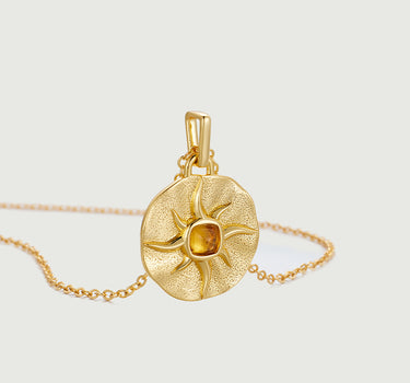 Citrine Sun Coin Pendant-obyjewelry