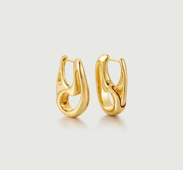 Contour Hoops Earrings featuring a sleek, modern design in gold with a unique contour shape.