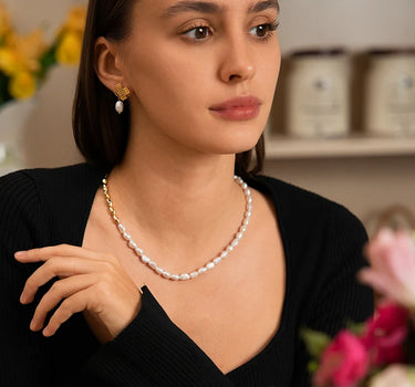 Cross Twist Texture Pearl Dangle Earrings