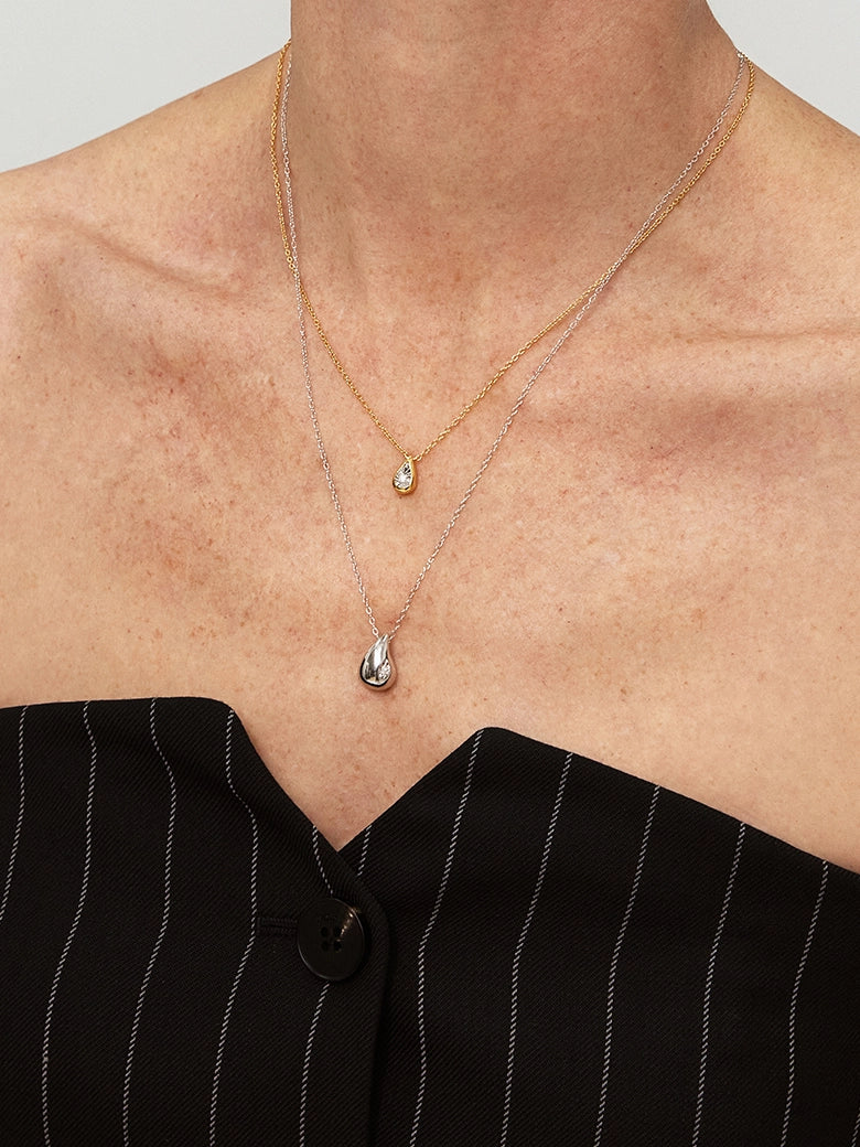 Close-up of a woman's neck showcasing Dewdrop Diamond Necklace