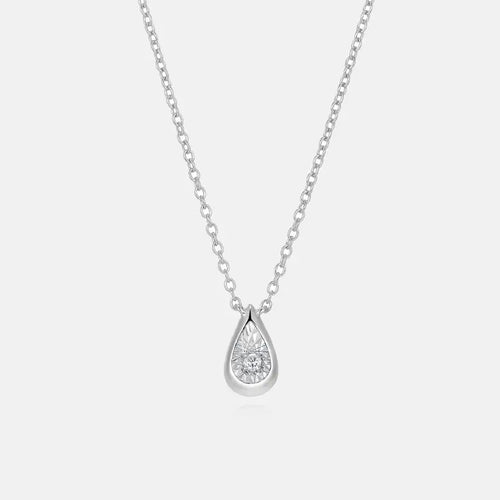 Dewdrop Diamond Silver Necklace