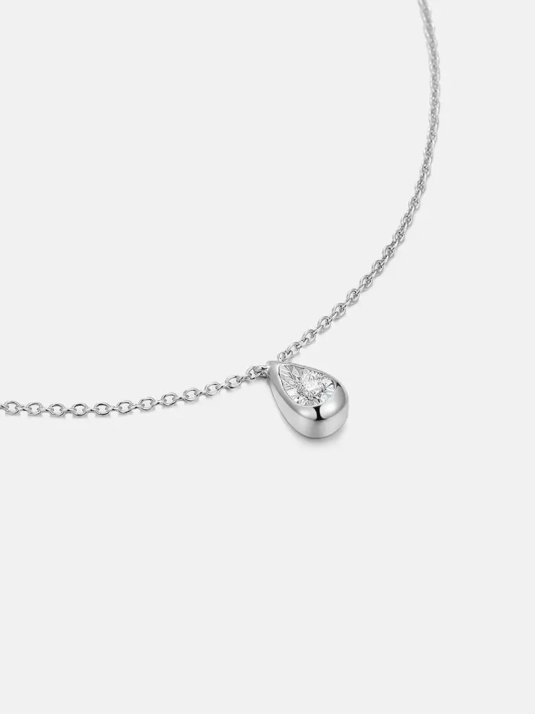 Dewdrop Diamond Silver Necklace
