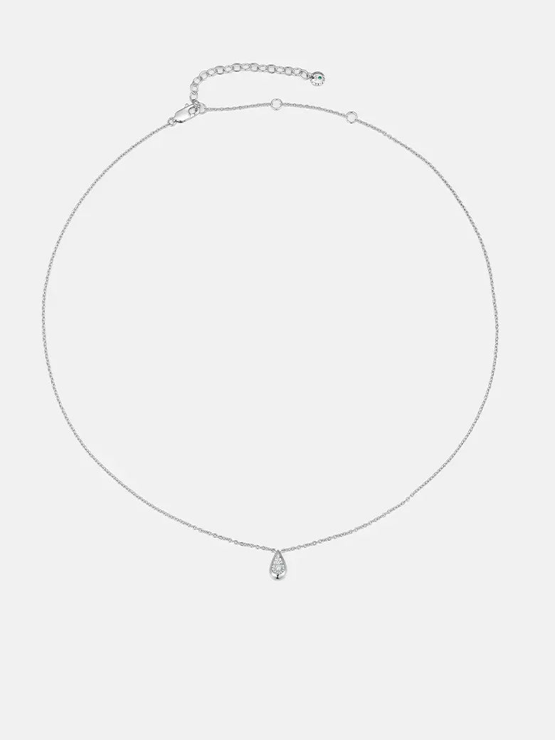 Dewdrop Diamond Silver Necklace