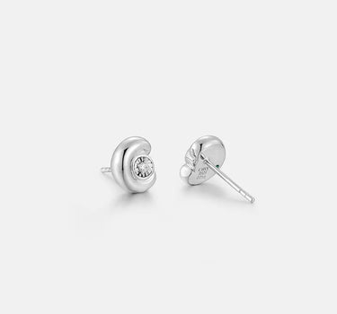 Diamond Arc Silver Stud Earrings with a delicate diamond arc design in sterling silver.