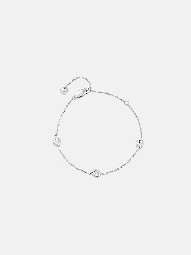 Diamond Bezel Dot Silver Bracelet