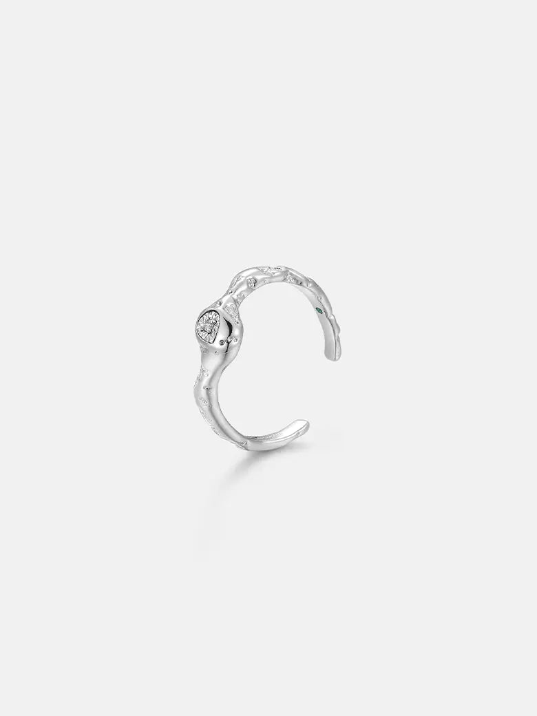 Diamond Crest Silver Ring