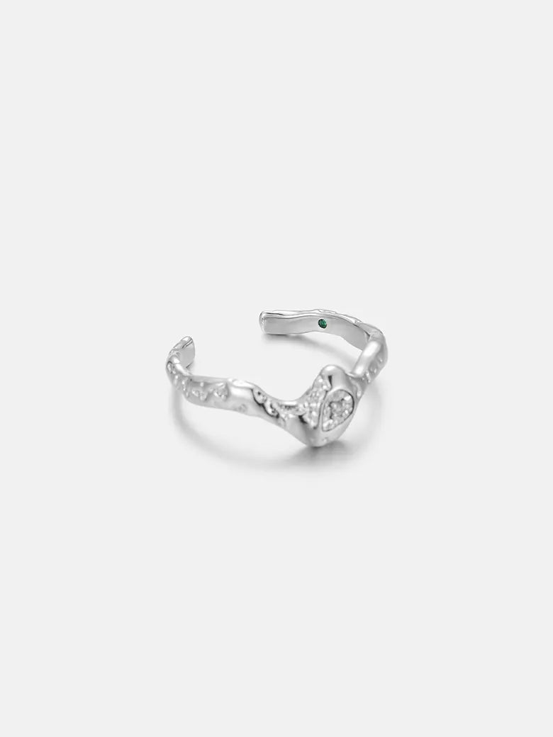 Diamond Crest Silver Ring