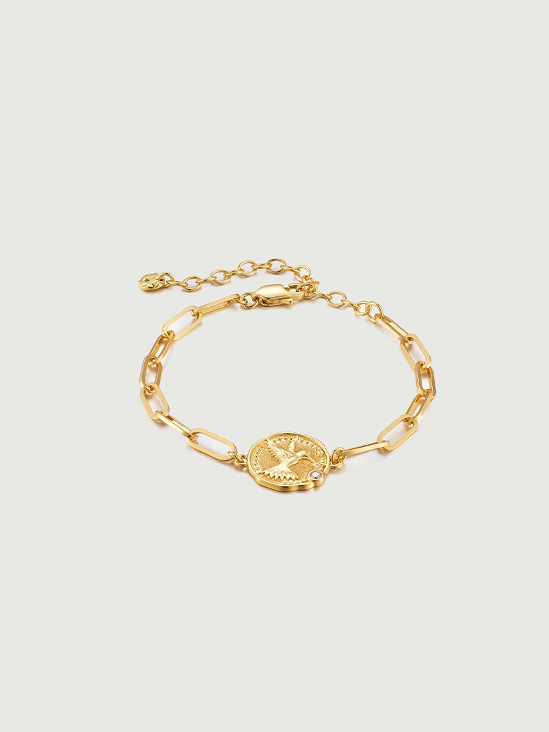 Diamond Dove Coin Bracelet