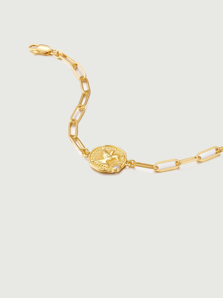 Diamond Dove Coin Bracelet