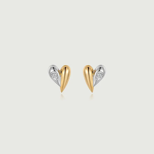 Diamond Duo Tone Heart Studs