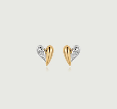 Diamond Duo Tone Heart Studs