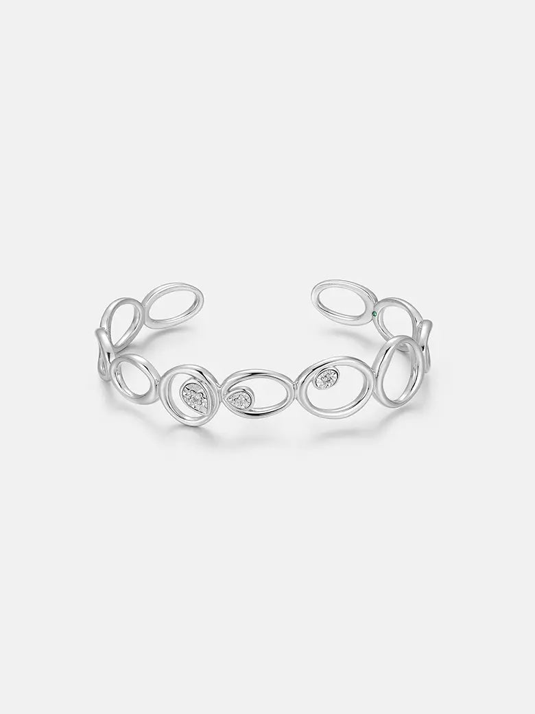Diamond Flow Loop Silver Bangle