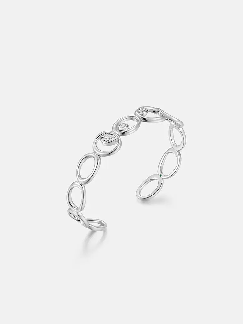 Diamond Flow Loop Silver Bangle