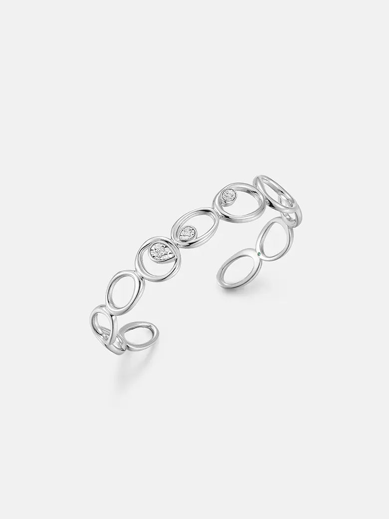 Diamond Flow Loop Silver Bangle