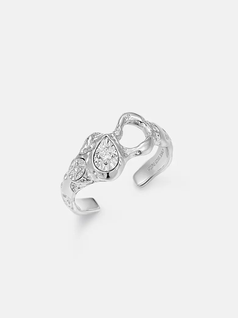 Diamond Flow Silver Ring